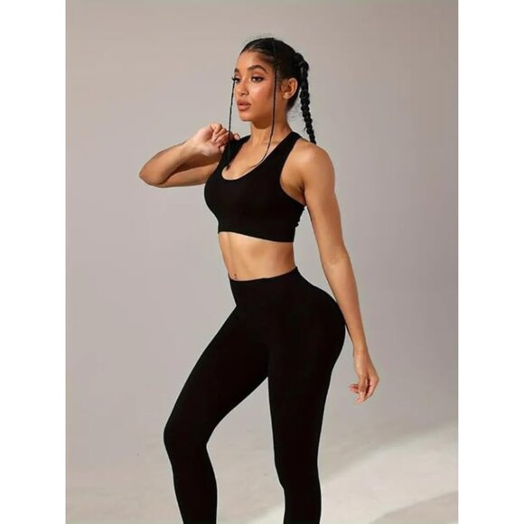 Workout Sets for Women 2 Piece Leggings with Padded Stretchy Sports Bra Sets Gym - Picture 5 of 5